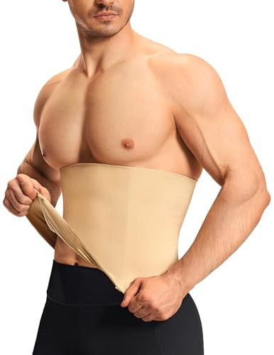 Nebility Faja Reductora Hombre Adelgazantes Cinturón Compresión Slim para Hombres Cintura Entrenador Fitness Deporte (Beige, Medium)