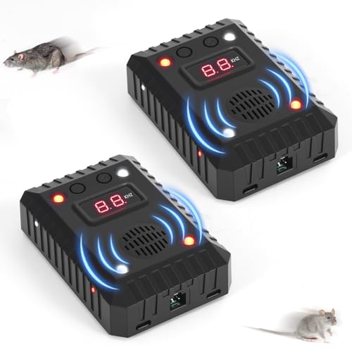 PCXWTLN Dissuasore per martore con ultrasuoni, spaventapore per auto, con luce flash e controllo sensore, batteria per auto, batteria ricaricabile da 12 V, per garage, soffitta e giardino, confezione