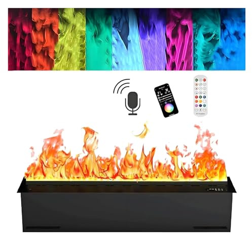 Chimenea de Agua atomi, Chimenea de Vapor de Agua eléctrica, Chimenea con Efecto de Llama 3D LED Multicolor, Toque/Control Remoto/aplicación de Voz 70cm