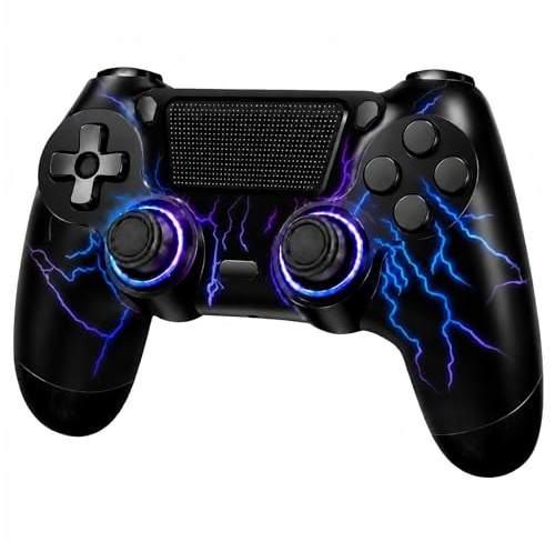 BJXOZ Mando Inalámbrico PS4 Mando, Controlador con Doble Vibración, USB-C Puerto, Altavoz, Sensor de 6 Ejes, Panel Táctil, Jack de 3,5 mm, 1000 mAh, Luz RGB, Compatible con PS4/Slim/Pro/PC