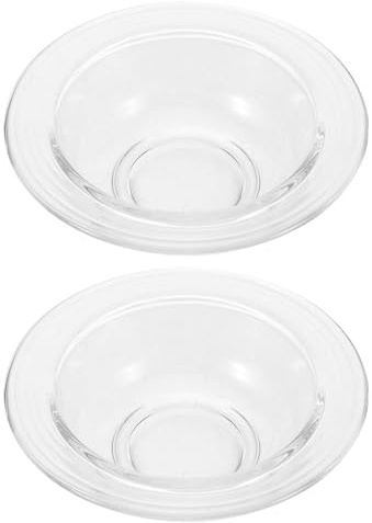 MALUGOGO 2pcs Glass Wax Melt Warmer Dish 9.6cm Diameter 100ml Capacity Essential Burner Replacement for Home Aromatherapy