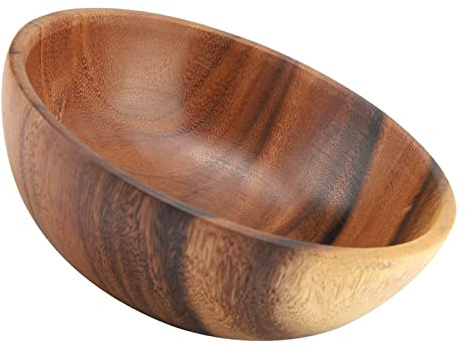 Ejoyous Trä Salladsskål Handgjord Trä Serveringsskål Slät Yta Lätt Rund Skål för Salladssoppa Ris 13 Cm 16 Cm 20 för Hem Kök Matbord (20 * 7)