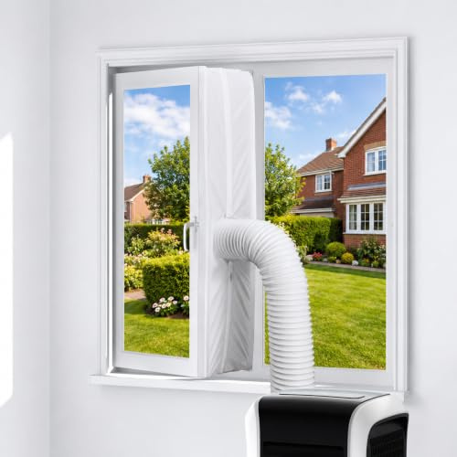 Gehior Air Conditioner Window Seal Kit 300cm, Universal AC Window Seal for Portable Air Conditioner & Tumble Dryer, Double Zip, No Drill Heat Barrier for Casement, Tilt & Roof Windows