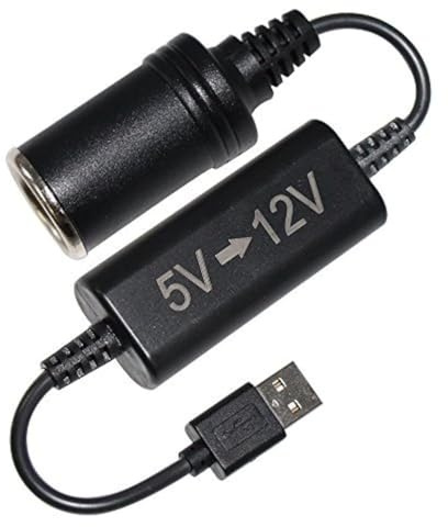 5V to 12V Voltage Booster Cable - KC CABLE 5V USB A Male step up to 12V Car Cigarette Lighter Socket Adapter for Dash Cams, GPS & USB Charging