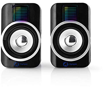 Nedis Gaming-Lautsprecher - USB - 2.0-10W - 3,5-mm-Klinke - RGB - PC - Notebook - 1.20 m - ABS - Schwarz/Silber