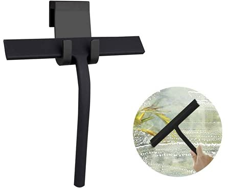 Hitopin Badezimmerwischer schwarz Duschwischer Fensterabzieher aus Silikon Badwischer für Nahtlosen Reinigung Von Küchen, Spiegeln, Fenstern und Autoglas (Schwarz)