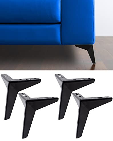 IPEA Juego de 4 Patas para sofás y Muebles Modelo Jazz – Juego de 4 Patas de Hierro – Diseño Moderno y Elegante Color Negro Mate, Altura 135 mm