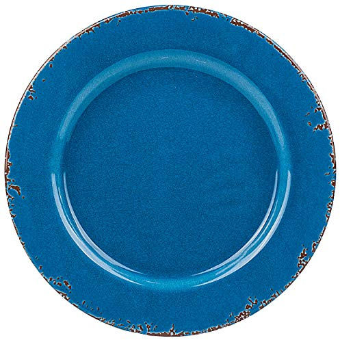 alles-meine.de GmbH 4 Stück Teller/Speiseteller/Frühstücksteller/Abendbrotteller - Retro & Nostalgie Design - blau - Ø 20,5 cm - BPA frei - Melamin FLACH - Kuchenteller D..
