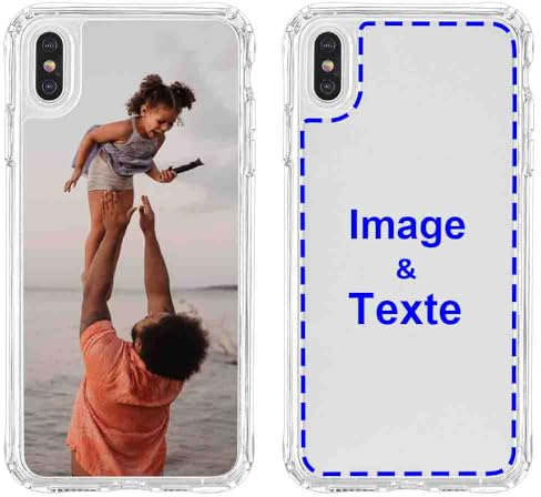 MXCUSTOM Coque Personnalisée pour Apple iPhone X 10 iPhone XS | Personnalisable Photo Image Texte Nom Cover Etui Housse [Transparent TPU Bumper Souple + Dur PC Arriere] (P1)
