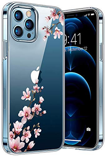 Ciciber Handyhülle Kompatibel mit iPhone 12/12 Pro, Ultra Dünn Durchsichtige TPU-Silikon und Kratzern Hülle für iPhone 12/12 Pro, Cover Transparent mit Motiv Blumen Schützt vor Stößen Case (12pro-02)