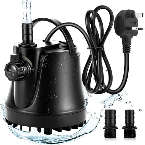AQQA Submersible Water Pump, Ultra Quiet Adjustable Aquarium Water Pump | Submersible aquarium water pump, high lift, 5.9Ft cord, adjustable switch for fish tank, pond & hydroponics