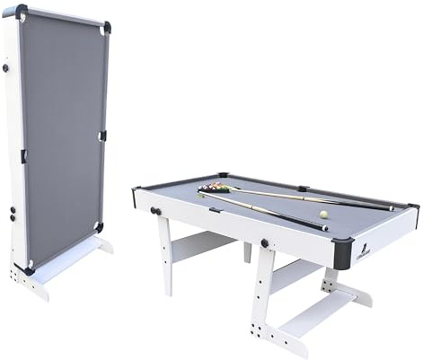 Cougar Hustle XL Tavolo da biliardo 6ft pieghevole Bianco/Grigio | Tavolo da biliardo pieghevole incl accessori | Dimensioni: 182,9x91,4x78,7 cm
