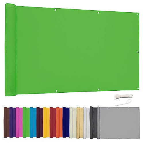 Lingle888 Balkon Sichtschutz PB2 PES blickdichte Balkonumspannung mit Ösen und Kabelbinder 8 Tage geliefert - in div.20 Größen & 14 Farben 420D(Grün,1.2x7m)