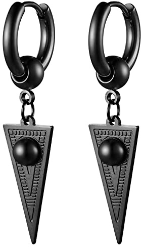 JewelryWe Schmuck Damen Herren Creolen Ohrringe Edelstahl Dreieck Ohrhänger Ohrstecker Silber Gold Schwarz Hip hop Geschenk