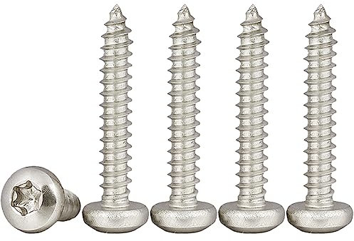 Drenky 100 Stück Holzschrauben Torx, M4x20mm Selbstschneidende Schrauben Edelstahl Vollgewinde Mehrzweck Zwetschgenkopf linsenkopfschrauben für Holzteile