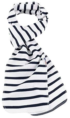 modAS Unisex Schal Bretonischer Kettelrandschal - Herrenschal Damenschal aus Baumwolle Größe 20 x 180 cm in Weiß-Blau