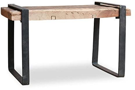 LS-LebenStil Vintage Holz Mini Bänkchen - Dehli - Teakholz Massiv - Rustikal - Shabby Braun - 35x20cm Schemel Fußbank Bänkchen Fußhocker Tritthocker kleine Sitzbank Kindersitzbank Beistellhocker