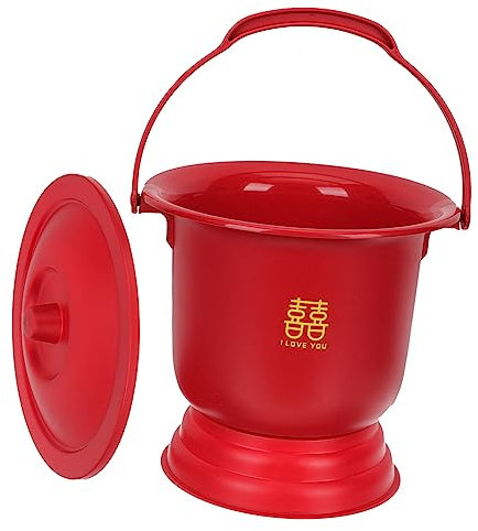 Cabilock Roter Spucknapf Hochzeitsstil Urinal Topfdeckel Dickes Plastik-Urinal für Männer und Frauen Dekoratives Toilettenbecken