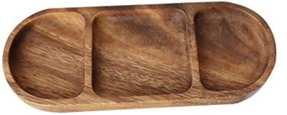 Plato, Platos, Bandeja for utensilios Plato llano de madera Platos de 3 compartimentos con divisores Plato de servir for platos Merienda Postre Tabla de queso Bandeja de aperitivo Vino Plato de carne
