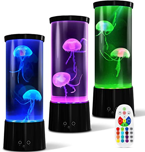 AONESY Lampada a LED per meduse, 17 colori, lampada lava per acquario, Auallen Jellyfish per bambini, lampada lava, decorazione per acquario, luce d'atmosfera con telecomando
