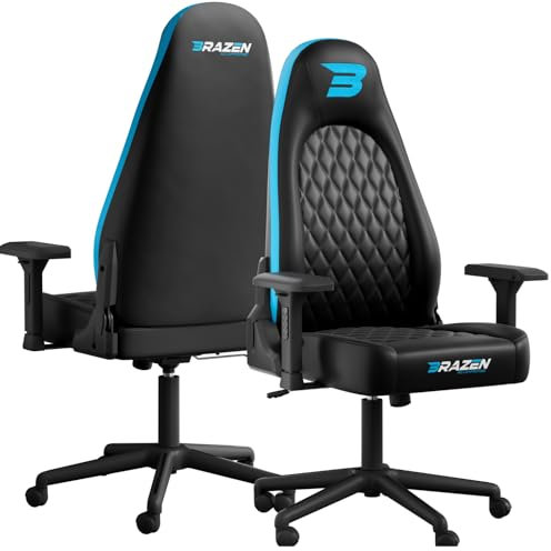 BraZen President Elite PC Adult Gaming Chair for Adults Racing Computer Office Ergonomic Adults Gaming Chairs For Video Gamers PC Ergonomic Racing Seat - Black Blue