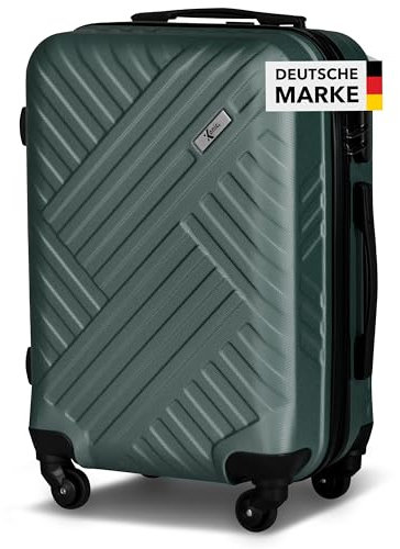Xonic Design Reisekoffer - ABS Hartschalen Koffer mit 360° Leichtlauf-Rollen - hochwertiger Trolley mit Zahlenschloss in M-L-XL oder Set (Dusky Green, M)