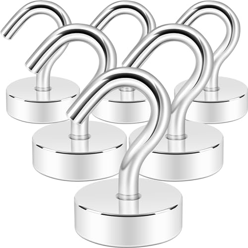 Neosmuk Magnetic Hooks, Cruise Ship Essentials, 30lb+ Heavy Duty Magnetic Hooks for Cruise Cabins, Refrigerator, Grill, Hanging, and Travel | Extra Strong Must-Haves Magnet Hook,Silver