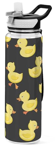 Mnsruu Ducklings Gourde de sport sans couture en plastique Tritan sans BPA avec paille 1 l