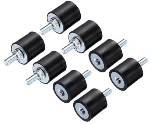 QUARKZMAN 8 Stück M8x23mm Gummipuffer mit Gewindestiften 30x30mm Männlich Weiblich Gummidämpfer Gummifüße Anschlagpuffer Schwingungsdämpfer Klimaanlage mit 8 Stück M8 Sicherungsmuttern