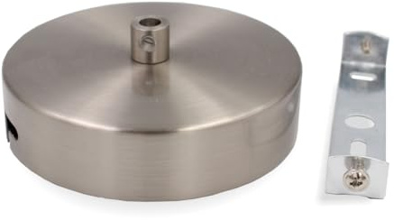 Metall Baldachin (Decken Rose) mit Bajonett-Befestigung/Deckenbaldachin für Hängeleuchte inkl. Zugentlastung | Ø 100 mm | Höhe 25 mm (Nickel gebürstet)
