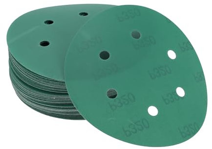 TUCKBOLD Car Sanding Discs 6inch 6 Hole 320 Grit Abrasion Resistance | Round Hook and Loop Sandpaper Green 50 Pcs