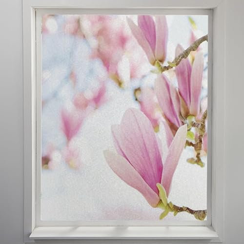 Film Opaque Fenetre Fleurs Branche Rose Brise Vue Fenetre Pas De Colle Stickers Fenetre Film Vitre Anti Regard Film Electrostatique Vitre pour Bureau Maison Film Opaque Vitrage 40x200cm