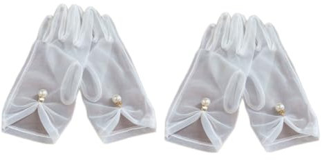 WRITWAA 2stücke Hochzeitsgaze-handschuhe Für Bräute Elegante Weiße Fotohandschuhe Für Hochzeiten Und Brautpartys Dekoriert Mit Perlen Und Strass Für Festliche Anlässe