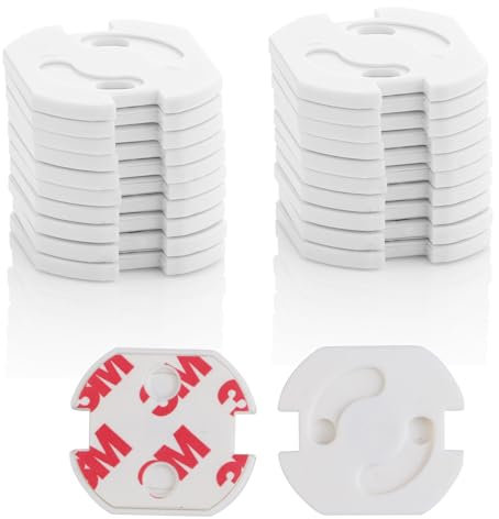 EHIOG Kit 20 Copriprese per bambini, Copertura presa elettrica per bambino senza chiave né aderente, con adesivo forte 3M senza perforazione, per un ambiente sicuro per neonati e bambini piccoli