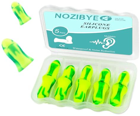 Nozibye Professional Sleep Earplugs - Pack of 10 Ultra Soft Memory Foam Ear Plugs - 38dB SNR High Noise Reduction for Sleeping, Snoring, Study, Travel- Ear Protectors for Men Women
