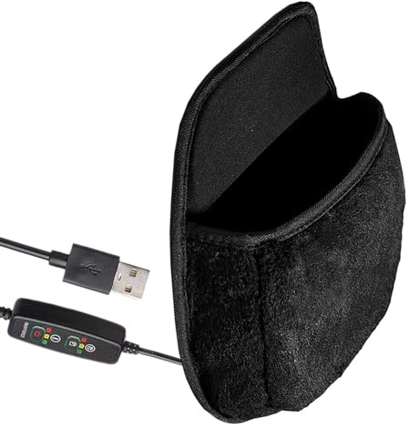 STOBOK USB Heizmauspad mit Plüsch und Glatter Oberfläche in Schwarz | Rutschfest, Reißfest und Bruchfest, für Büro und Zuhause, Handwärmend mit USB Heizung