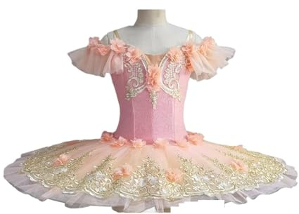 Tutu Danse Classique Robe Tutu de Ballet professionnelle for filles et adultes, motif floral, plateau de princesse, crêpes, lac des cygnes, ballerine, Costume de danse sur scène(Pink Ballet Dress,Heig