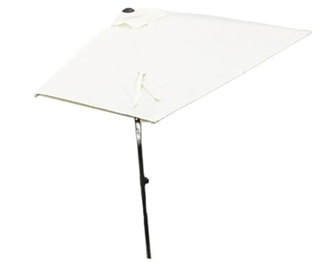 Ombrellone A Mezza Manovella, Ombrellone A Colonna Laterale, Ombrellone Da Balcone, Ombrellone Da Giardino Fiorito Per Bar, Per Piccoli Spazi, Contro Un Muro, Veranda, Finestra(White,250x130cm)