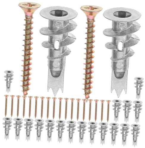 TOKIDNY 20sets Ancoraggi Vite Per Cartongesso Autoperforanti Con Viti Ancoraggi Per Pareti Vuote Facile Installazione e Design Spirale Adatto Per Accessori Bagno e Cucina