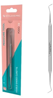 STALEKS PRO Empujador para pedicuras, cureta de dos puntas semi-esférica, Acero inoxidable AISI 420 Podo PP-10/1