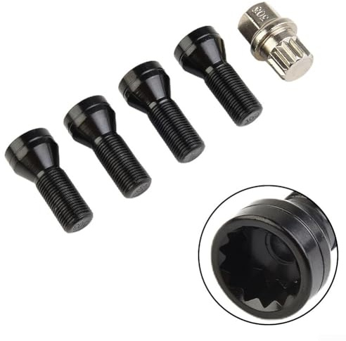 Besshepplo Locking Wheel Bolts Nuts Set For M14 X1.25 Alloy Security Lug Nuts With Key For BMW for MINI R50 R56 F55 F56 R57 F57 R58 R59 R55 R60 F60 Series(M14*1.25)