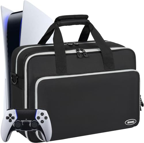 FREEAMG Carry Case Compatible with PS5 Edition Console, Large Capacity Travel Case with Shoulder Strap, Fits Controllers, Game Cards, HDMI and Accessories
