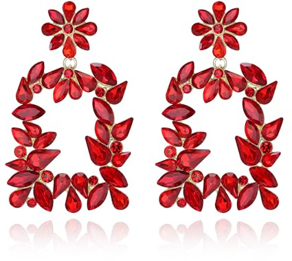 EVER FAITH strassörhängen för kvinnor rektangulär hängande med glitter kristall fashionabla trendiga stora geometriska örhängen gåvor för bröllop fest smycken, Kristall