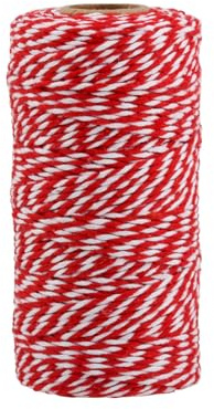 Red White Butchers String, 2mm x 100m Strong Kitchen Butchers Twine Food Safe Christmas String for Christmas, DIY Crafts, Gift Wrapping, Cooking Meat