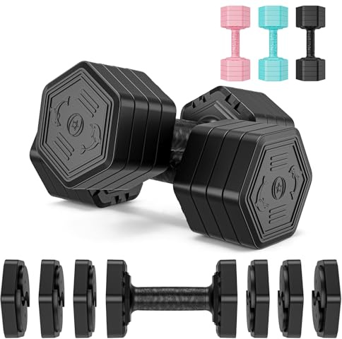Dripex Hanteln Set 2,5kgx2 und 5kgx2 oder 7,5kgx2, Verstellbare 6 Hantelplatten mit Einem Gewicht von 0,25 kg oder 0,5 kg oder 0,75 kg für Frauen und Männer für Home Gym