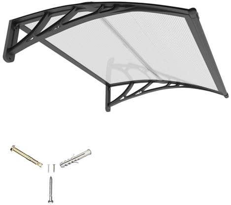 DAWNINGHOMM Vordach für Haustür 100 x 120 cm, Transparentes Vordach für UV, Regen Schneeschutz, Überdachung Polycarbonat Ideal für Eingang, Fenster Terrasse