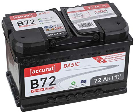 Accurat Basic B72 Autobatterie 12V 72Ah 650A KFZ PKW Starterbatterie | Auslaufsicher, Wartungsfrei, Längere Lebensdauer, für Leistungsstarke Fahrzeuge, Wohnmobil Camper