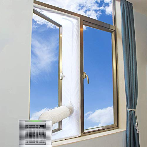 KWNOEA 400 cm/157”Universal Window Seal for Portable Air Conditioner Vent Kit and Tumble Dryer Easy to Install - Air Exchange Guards with Zip and Adhesive Fastener