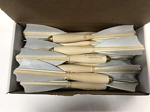 ProDart Wooden Darts (White Feathers) #1 Size 5 7/8 inch in Length. A Box of 12 Darts