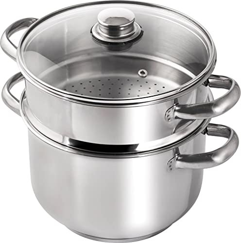 Abert Hotpot, Set 3 Pezzi Pentola, Vaporiera, Couscoussiera, Acciaio Inossidabile, Adatta ad Induzione 20cm